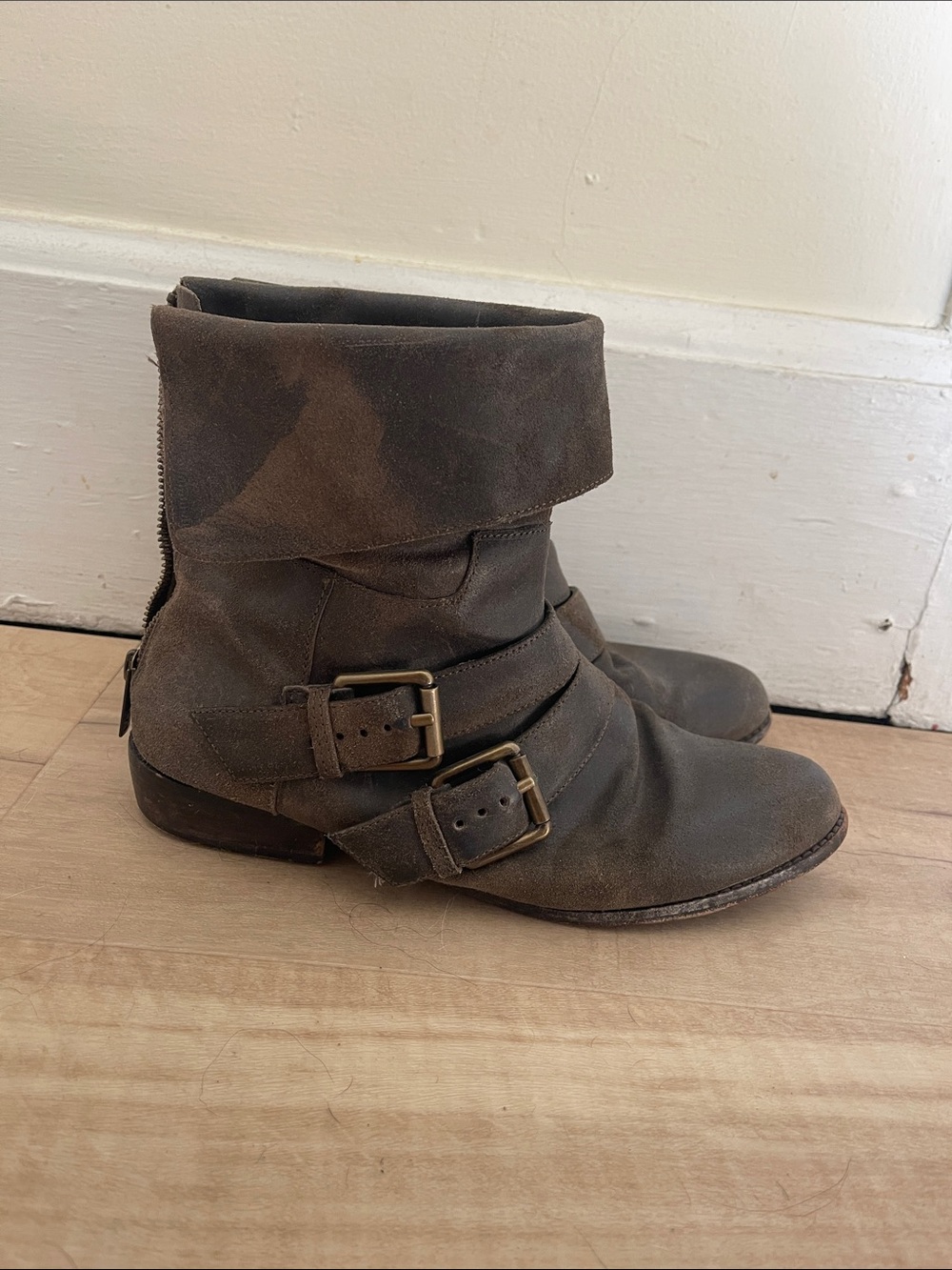 MICHAEL Michael Kors Dark Brown Suede Buckle Cuff Ankle Boots